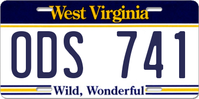 WV license plate ODS741