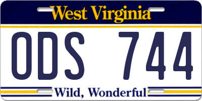 WV license plate ODS744