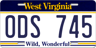 WV license plate ODS745