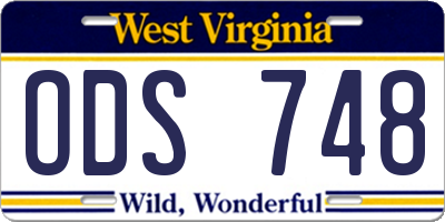 WV license plate ODS748