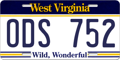 WV license plate ODS752