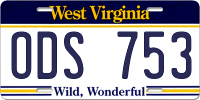 WV license plate ODS753