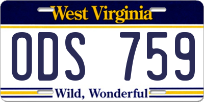 WV license plate ODS759