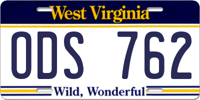 WV license plate ODS762