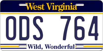 WV license plate ODS764