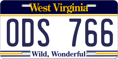 WV license plate ODS766