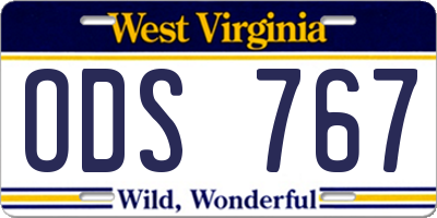 WV license plate ODS767