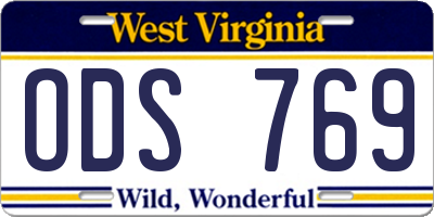 WV license plate ODS769