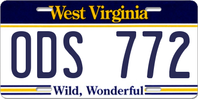 WV license plate ODS772
