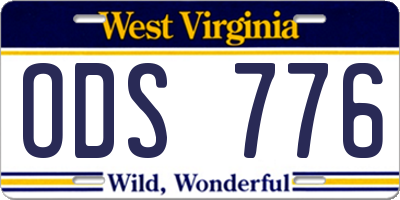 WV license plate ODS776