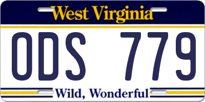 WV license plate ODS779