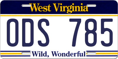 WV license plate ODS785