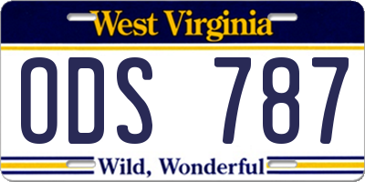 WV license plate ODS787