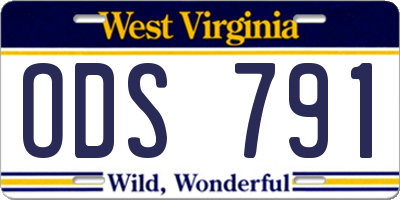 WV license plate ODS791