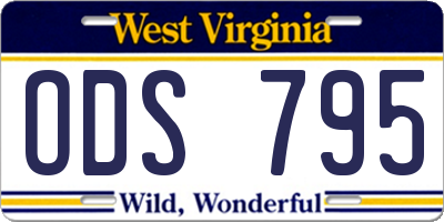 WV license plate ODS795