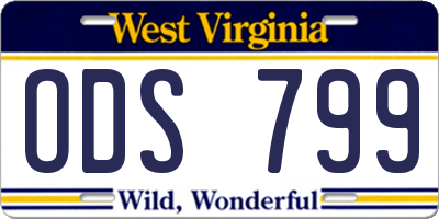 WV license plate ODS799