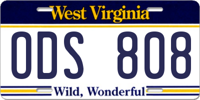 WV license plate ODS808