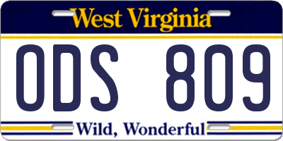 WV license plate ODS809