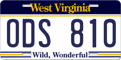 WV license plate ODS810