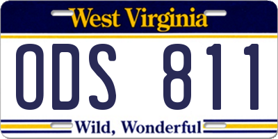 WV license plate ODS811