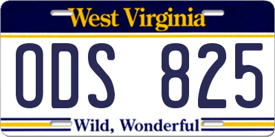 WV license plate ODS825