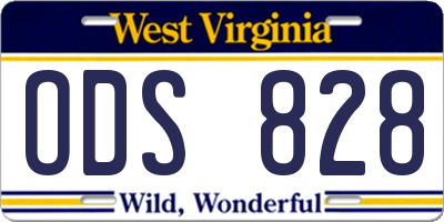 WV license plate ODS828