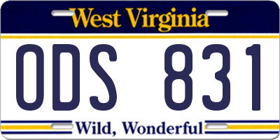 WV license plate ODS831