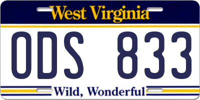 WV license plate ODS833