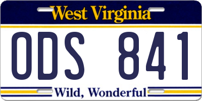 WV license plate ODS841