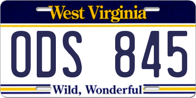 WV license plate ODS845