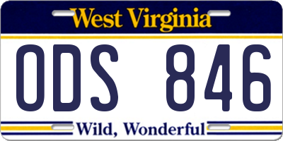 WV license plate ODS846