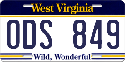 WV license plate ODS849