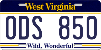WV license plate ODS850