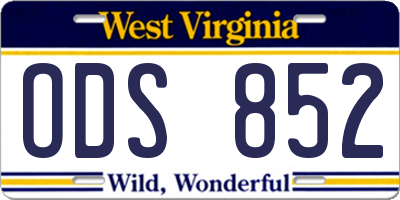 WV license plate ODS852