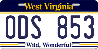 WV license plate ODS853