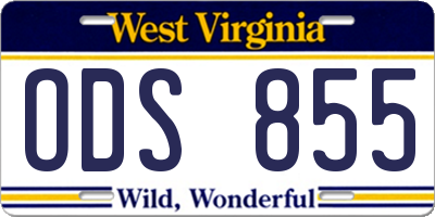 WV license plate ODS855