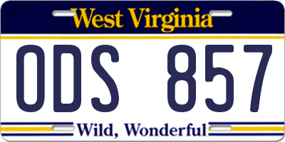 WV license plate ODS857