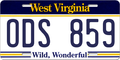 WV license plate ODS859
