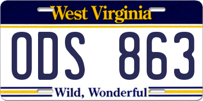 WV license plate ODS863