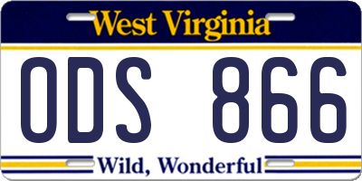 WV license plate ODS866