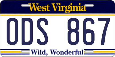 WV license plate ODS867
