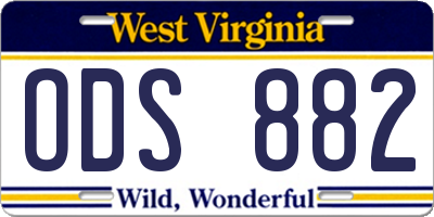 WV license plate ODS882