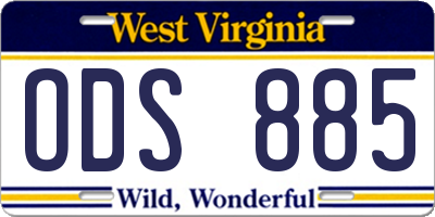 WV license plate ODS885