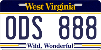 WV license plate ODS888