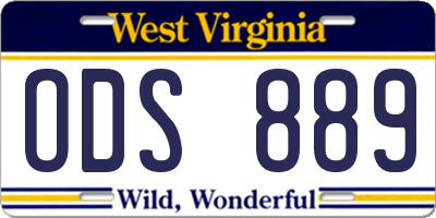 WV license plate ODS889