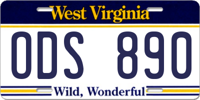 WV license plate ODS890