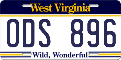 WV license plate ODS896