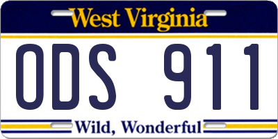 WV license plate ODS911