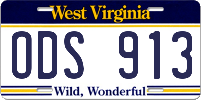 WV license plate ODS913
