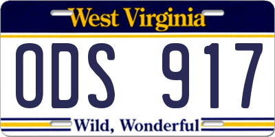 WV license plate ODS917